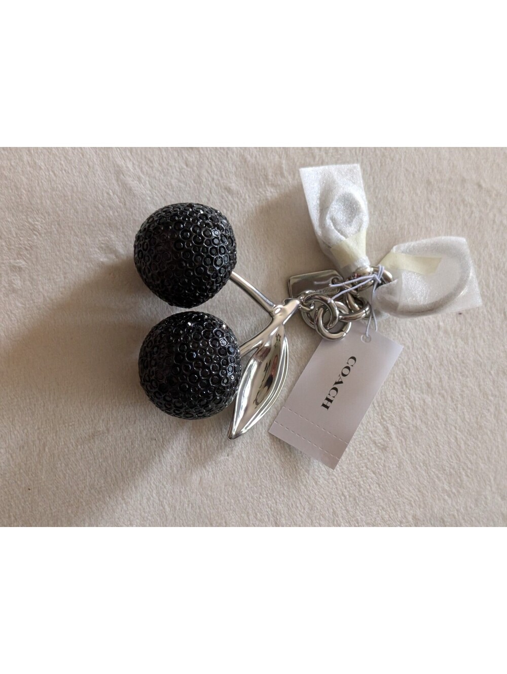 Coach Glitter Black Cherry Hangtag/Handbag Charm NWT
